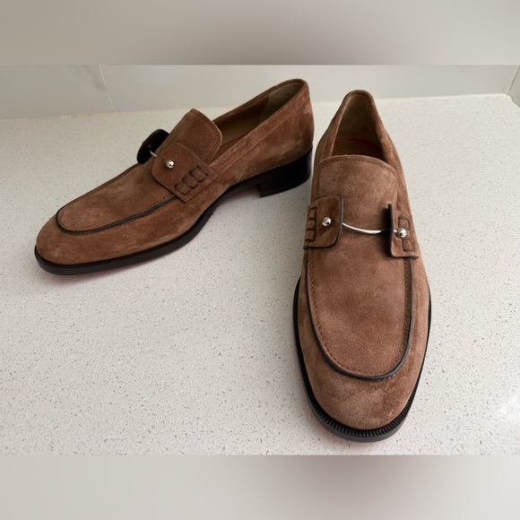 Christian Louboutin Chambelimoc Flat Loafer Cuir Brown Suede Size EU 43 US 10 main image 4